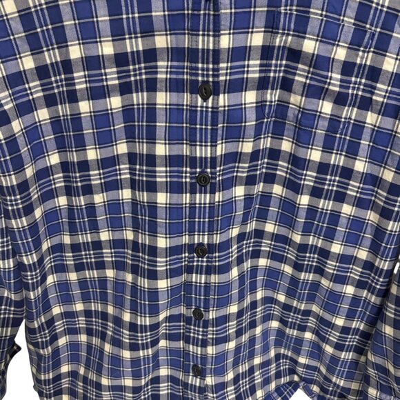 LL Bean Shirt Jacket Women Large Blue Plaid Flannel Sherpa Lined Shacket - Picture 3 of 6